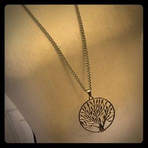 Tree of Life Charm Pendant Silver Plate Necklace